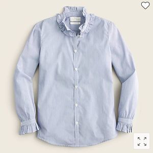 J. Crew Classic-fit ruffleneck shirt in stripe